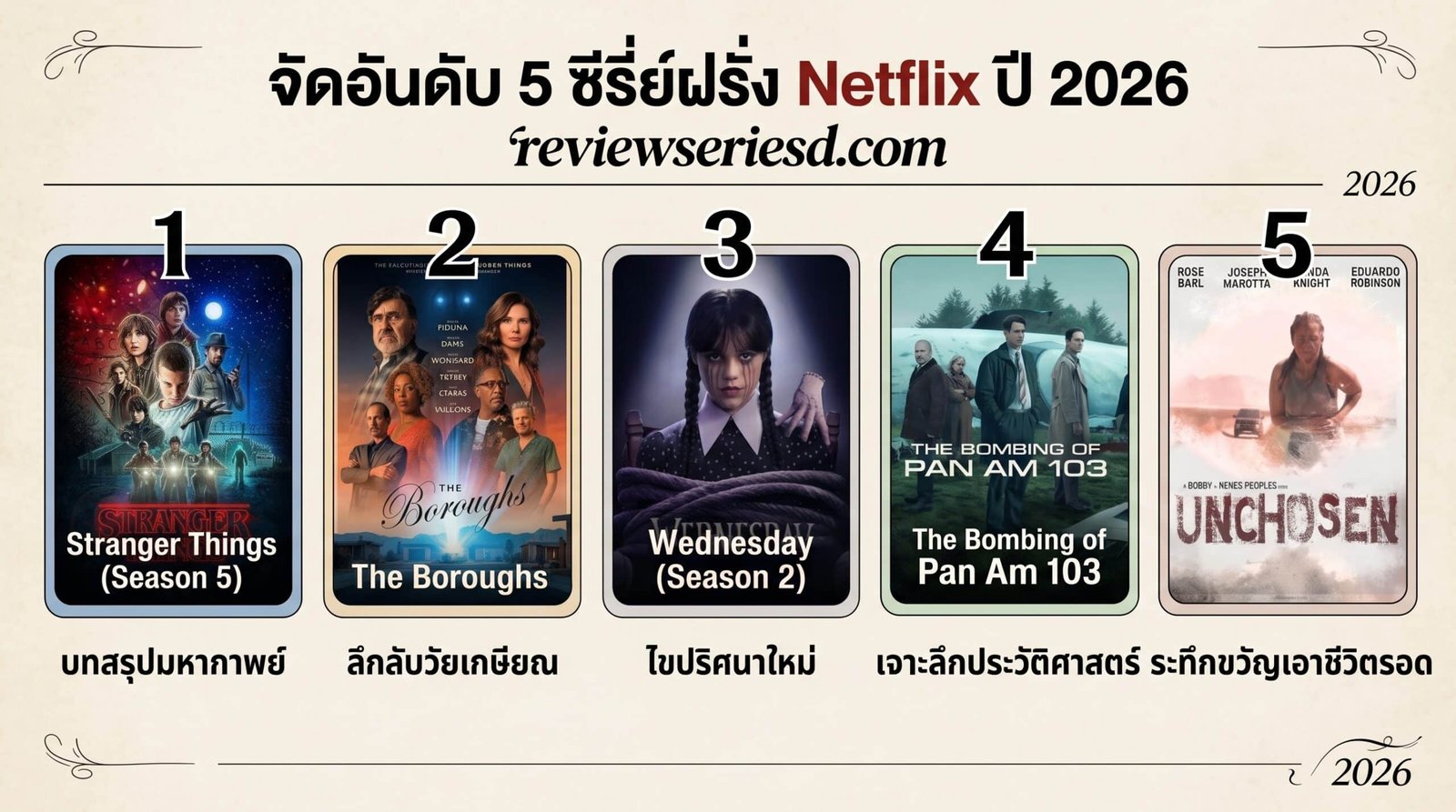 จัดอันดับ 5 ซีรี่ย์ฝรั่ง Netflix ปี 2026